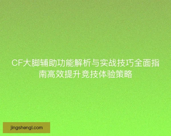 CF大脚辅助功能解析与实战技巧全面指南高效提升竞技体验策略